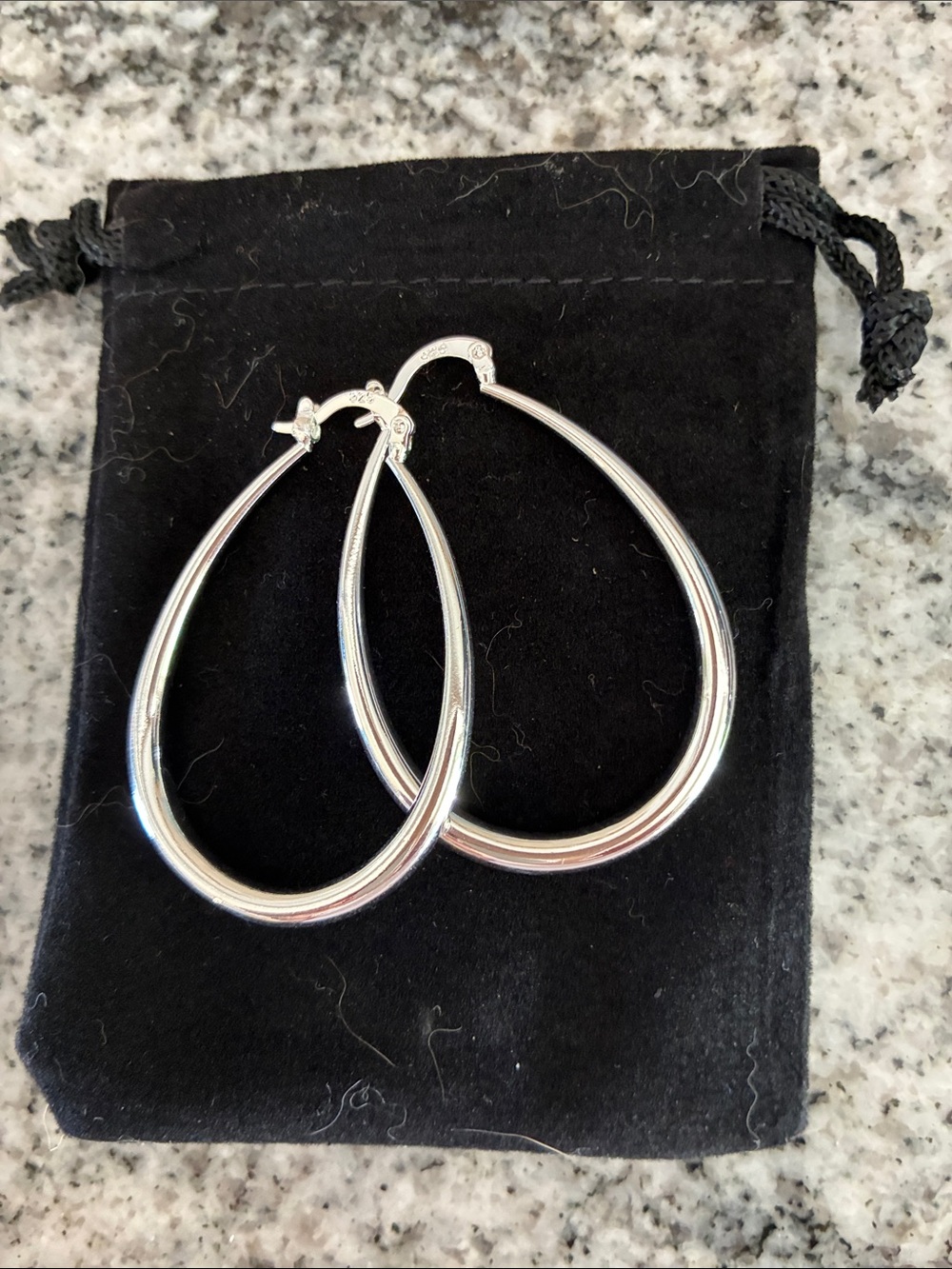 925 Sterling Silver Teardrop Hoop Earrings for Women
